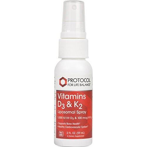 Protocol For Life Balance - Vitamins D3 & K2 Liposomal Spray - Supports Bone Health and Cardiovascular System, Promotes Healthy Immune Responses - 2 fl. oz. (59 mL) Supplement Protocol For Life Balance 