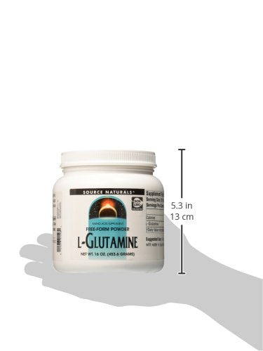 Source Naturals L-Glutamine Powder Protein Synthesis Free Form Amino Acid Muscle Mass Glutamine Recover Aid Supports Digestive System, Immune Function, Metabolic Energy Mood Enhancement - 16oz Supplement Source Naturals 