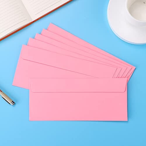 Zthdjdl 100 Pack Pink Square Envelopes, Printable Business Envelopes for Corporate Letters, Legal Documents, Checks, Letterhead and Invoices(4 1/8 x 9 1/2 in) (pink) Office Product Zthdjdl 