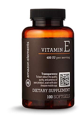 Amazon Elements Vitamin E, 400 IU, 100 Softgels, more than a 3 month supply Supplement Amazon Elements 