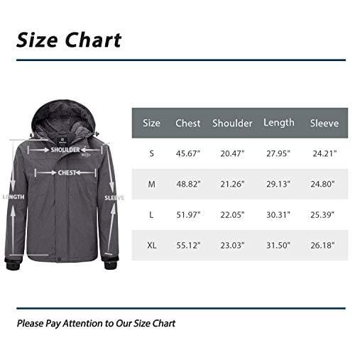 Wantdo Men's Mountain Ski Jacket Waterproof Rain Coat with Hood Wind Resistant Winter Short Parka Anorak Casual Wear(Grey, Large) Ski Wantdo 