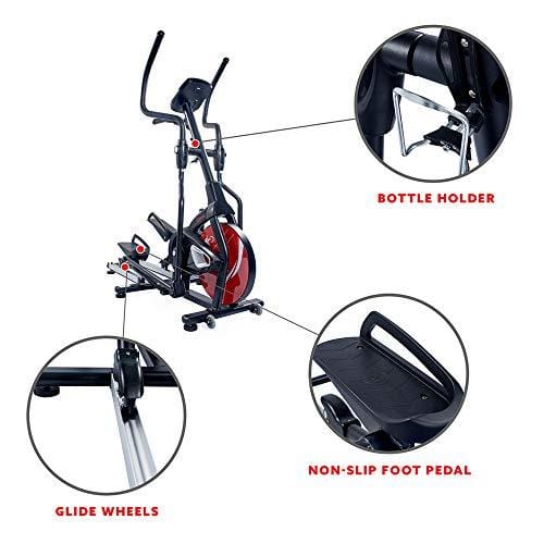 Sunny Health & Fitness Magnetic Elliptical Trainer Machine w/ Tablet Holder, LCD Monitor, 265 Max Weight and Pulse Monitor - Stride Zone - SF-E3865,Black Sports Sunny Health & Fitness 