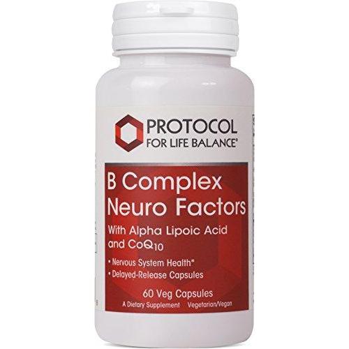Protocol For Life Balance - B Complex Neuro Factors - with Alpha Lipoic Acid & CoQ10 to Support Nervous System Health, Proper Metabolism of Carbohydrates, Fats, and Proteins - 60 Veg Capsules Supplement Protocol For Life Balance 