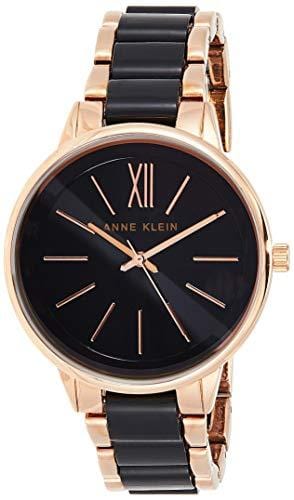 Anne Klein Women's Rose Gold-Tone and Black Bracelet Watch Watch Anne Klein 