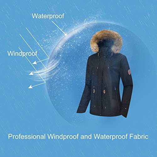 Wantdo Women's Hooded Skiing Jacket Mountaineering Waterproof Rainwear Outdoor Softshell Snow Coat for Walking(Black, Medium) Ski Wantdo 