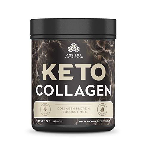 Ancient Nutrition KetoCOLLAGEN Powder, Keto Diet Supplement, Types I, II and III Collagen Plus Coconut MCTs, Pure Flavor, 30 Servings, 19 oz Supplement Ancient Nutrition 