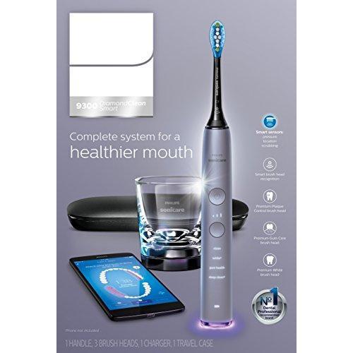 Philips Sonicare Diamond Clean Smart Electric 9300 Series Rechargeable Toothbrush for Complete Oral Care, Grey, HX9903/41 Electric Toothbrush Philips Sonicare 