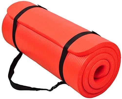 BalanceFrom GoCloud All-Purpose 1-Inch Extra Thick High Density Anti-Tear Exercise Yoga Mat with Carrying Strap (Red) Sports BalanceFrom 