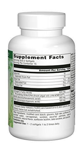 Source Naturals Vegan True Non-Fish Omega-3s EPA-DHA for Heart and Brain Health, (30 Capsules) Supplement Source Naturals 