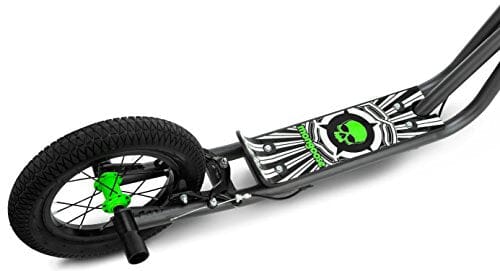 Mongoose Expo Scooter, Featuring Front and Rear Caliper Brakes and Rear Axle Pegs with 12-Inch Inflatable Wheels, Green/Grey Outdoors Mongoose 