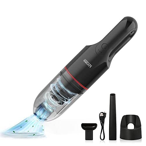 LIVING ENRICHMENT Handheld Vacuum Cleaner, Powerful Suction 4K-6KPa, Rechargeable Car Vacuum Cleaner, Single Touch Empty and Detachable Dust Cup, with Crevice Nozzle and & Cleaning Brush, Black Home Living Enrichment 