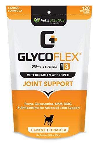 VetriScience Laboratories - GlycoFlex 3 Hip and Joint Support for Dogs, 120 Bite Sized Chews Animal Wellness VetriScience Laboratories 