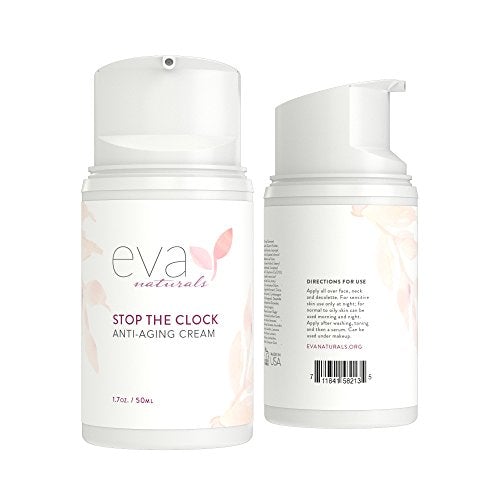 Eva Naturals Stop the Clock Anti-Aging Cream (1.7oz) - Natural Moisturizer for Face Visibly Reduces Wrinkles, Provides a Younger-Looking Complexion - With Glycolic and Ascorbic Acids - Premium Quality Skin Care Eva Naturals 