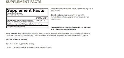 Youtheory Turmeric Extra Strength Formula Capsules 1,000 mg per Daily, 180 Count (Pack of 1) Supplement Youtheory 