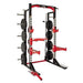 Lifeline Commercial Half Rack - 10 Olympic Plate Storage Horns, 4 Vertical Barbell Storage Tubes, Resistance Band Hooks, Multi-Grip Pull-Up Bar (Dip Station & Weights not Included), Black/Red (LLCHR) Sports Lifeline 