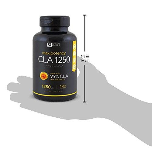Max Potency CLA 1250 (180 Softgels) with 95% active Conjugated Linoleic Acid ~ Natural Weight Management Supplement for Men and Women Supplement Sports Research 
