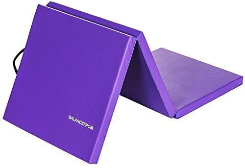 BalanceFrom 2" Thick Tri-Fold Folding Exercise Mat with Carrying Handles for MMA, Gymnastics and Home Gym Protective Flooring (Purple) Sports BalanceFrom 