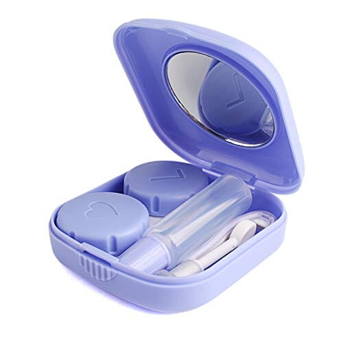 Cute Pocket Mini Contact Lens Case Travel Kit Easy Carry Mirror Container Holder Purple Drugstore Ownsig 