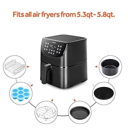 COSORI Air Fryer Accessories XL (C158-6AC), Set of 6 Fit all 5.8Qt, 6Qt Air Fryer, FDA Compliant, BPA Free, Dishwasher Safe, Nonstick Coating Kitchen COSORI 
