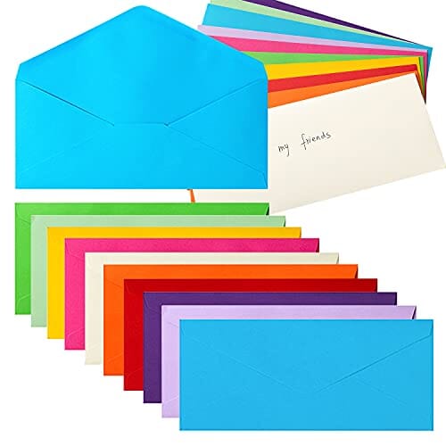 50 Pack #10 Business Envelopes Standard V Flap Invoices Envelopes for Office Checks, Business Letterhead, Letter Mailing 4.13 x 9.49 Inches (10 Colors) Office Product Wishop 