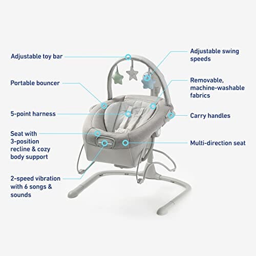 Graco Soothe 'n Sway LX Swing with Portable Bouncer, Modern Cottage Collection Baby Product Graco 