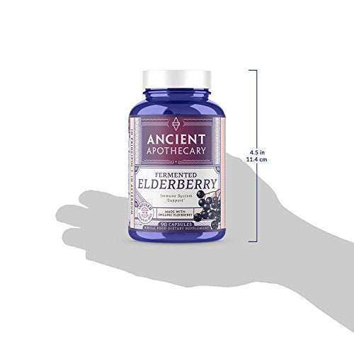 Ancient Apothecary Fermented Elderberry Supplement, 90 Capsules — Infused with Organic Essential Oils, Ashwagandha Extract and Digestive Bitters Supplement Ancient Apothecary 