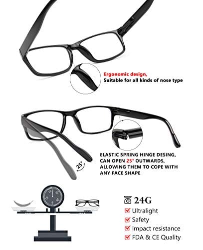 GAOYE 5-Pack Reading Glasses Blue Light Blocking with Spring Hinge,Readers for Women Men Anti Glare Filter Lightweight Eyeglasses (5-Pack, 1.0) Shoes Gaoye 