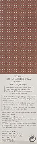 MISSHA M Perfect Cover BB Cream SPF 42 PA Plus # 21, Light Beige Skin Care MISSHA 