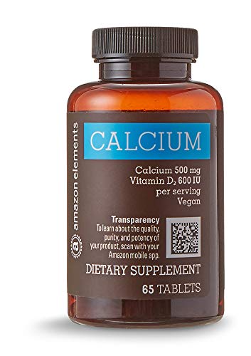 Amazon Elements Calcium 500mg plus Vitamin D, One Daily, 65 Tablets, 2 month supply Supplement Amazon Elements 