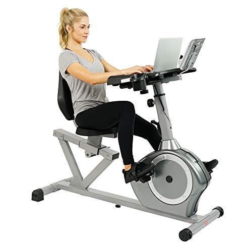 Sunny Health & Fitness Magnetic Recumbent Desk Exercise Bike, 350lb High Weight Capacity, Monitor - SF-RBD4703 Sports Sunny Health & Fitness 