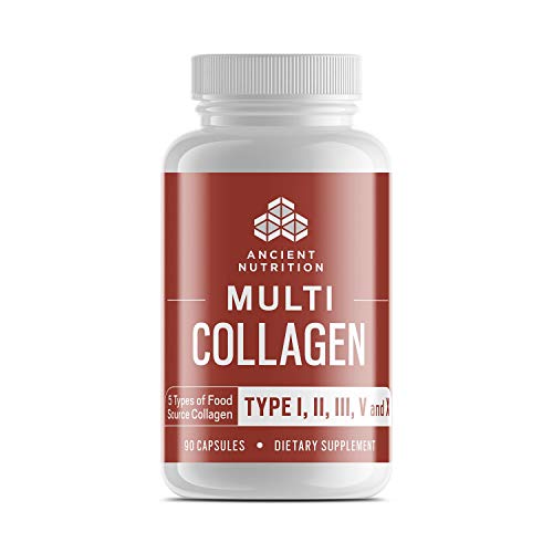 Ancient Nutrition Multi Collagen, 90 Capsules - High-Quality Blend of Grass-Fed Beef, Chicken, Wild Fish and Eggshell Collagen Peptides, Providing Type I, II, III, V and X Supplement Ancient Nutrition 