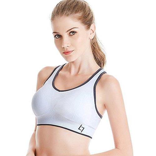 FITTIN Crossback Sports Bras Pack of 3 - Padded Seamless Med Support for Yoga Workout Fitness Removable Pads M Activewear FITTIN 