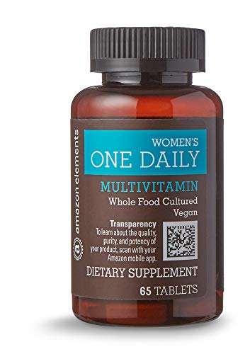 Amazon Elements Women’s One Daily Multivitamin, 59% Whole Food Cultured, Vegan, 65 Tablets, 2 month supply Supplement Amazon Elements 