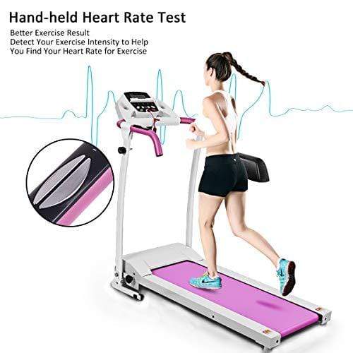 Goplus 800W Folding Treadmill Electric Motorized Power Fitness Running Machine with LED Display and Mobile Phone Holder Perfect for Home Use (Pink) Sports Goplus 