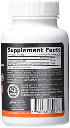 Jarrow Formulas Ubiquinol Plus Pyrroloquinoline Quinone, Supports Heart Health and Cognitive Function, 30 Softgels Supplement Jarrow 