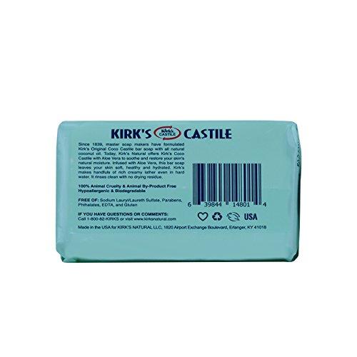 KIRKS Natural Products Castile Bar Soap with Aloe, 0.02 Pound Natural Soap Kirk's 