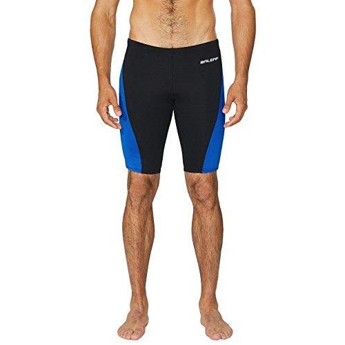 Baleaf Men's Durable Training Polyester Jammer Swimsuit Black/Blue Size 32 Activewear Baleaf 