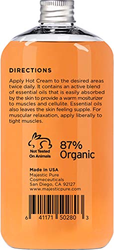 Majestic Pure Cellulite Cream, 87% Organic, Tight Muscles & Joint and Muscle Pain, Natural Cellulite Treatment - Soothes, Relaxes, and Tightens Skin - 9 Oz Skin Care Majestic Pure 
