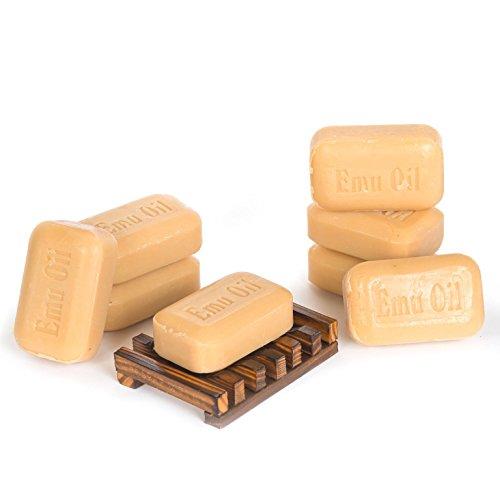 Soap Works Emu Oil Bar Soap, 8-Count with Free Soap Works Natural Wood Soap Dish Natural Soap SOAP WORKS 