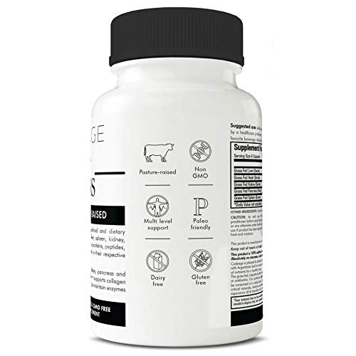 Codeage Grass Fed Beef Organs (Desiccated), 180 Count — All-in-one Liver, Heart, Kidney, Pancreas, Spleen, 3000mg per Servings, 100% Pasture Raised in Argentina Supplement Code Age 
