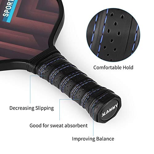 OLANNY Pickleball Paddles Set | Pickleball Set Includes 4 Pickleball Paddles + 6 Balls+ 4 Replacement Soft Grip + 1 Portable Carry Bag | Premium Rackets Face & Polymer Honeycomb Core Sports OLANNY 