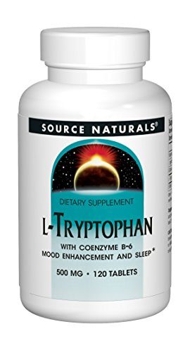 Source Naturals L-Tryptophan with Coenzyme B-6 500mg Mood, Relaxation and Stress Response Dietary Supplement Promotes Natural, Restfull Sleep, Relaxation and Immune Function - Maintains Healthy Seretonin Levels and Positive Mood - Added Iron, Calcium and Supplement Source Naturals 