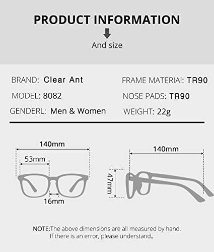 Blue Light Blocking Glasses,Square Nerd Eyeglasses Frame Anti Blue Ray Computer Game Glasses Anti Eyestrain & UV(5Pcs) Personal Computer Clear Ant 