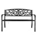 VINGLI 50" Patio Park Garden Bench Outdoor Metal Benches,Cast Iron Steel Frame Chair Front Porch Path Yard Lawn Decor Deck Furniture for 2-3 Person Seat Furniture VINGLI 