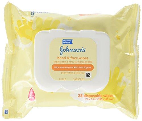 Johnson's Hand & Face Portable Wipes 25 count Alcohol Free (pack of 4) Bath, Lotion & Wipes Johnson's 