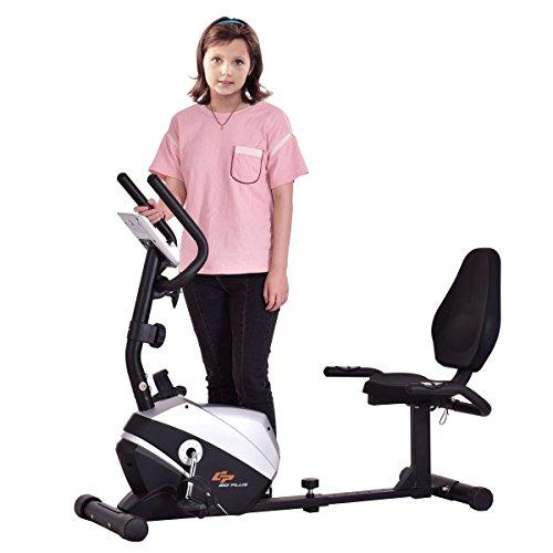 Goplus Magnet Recumbent Bike Exercise Bike Stationary Bicycle Cardio Workout Fitness Bicycle Equipment Sport & Recreation Goplus 