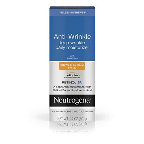 Neutrogena Ageless Intensives Anti-Wrinkle Deep Wrinkle Daily Facial Moisturizer with SPF 20, Retinol and Hyaluronic Acid to Hydrate and Fight Signs of Aging, 1.4 oz Skin Care Neutrogena 