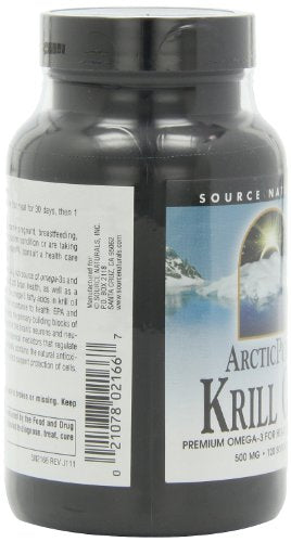 Source Naturals ArcticPure Krill Oil 500mg, Premium Omega-3 for Heart, Brain, and PMS, 120 Softgels Supplement Source Naturals 