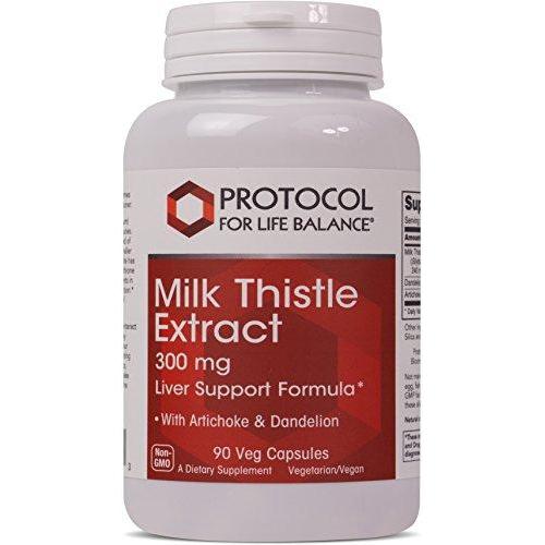 Protocol For Life Balance - Milk Thistle Extract - Vegetarian Formula for Liver Support Containing Artichoke & Dandelion to Support Glutathione Production - 90 Veg Capsules Supplement Protocol For Life Balance 