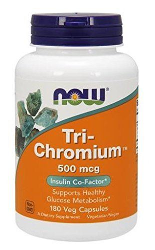 NOW Tri-Chromium 500 mcg with Cinnamon,180 Veg Capsules Supplement NOW Foods 